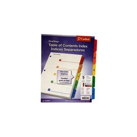 SEPARADOR 5 DIVISIONES PESTANAS MULTICOLOR ONESTEP - Envío Gratuito